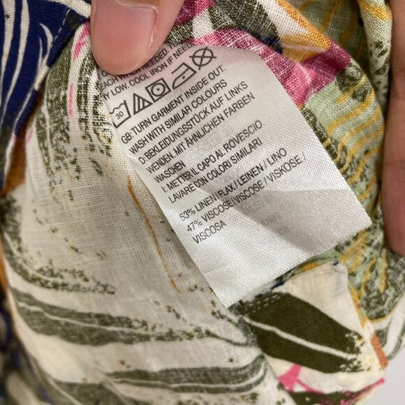 Naturals d&co. size XL Tropical Leaf Print Linen Blend Popover Blouse Vacation - Picture 8 of 11